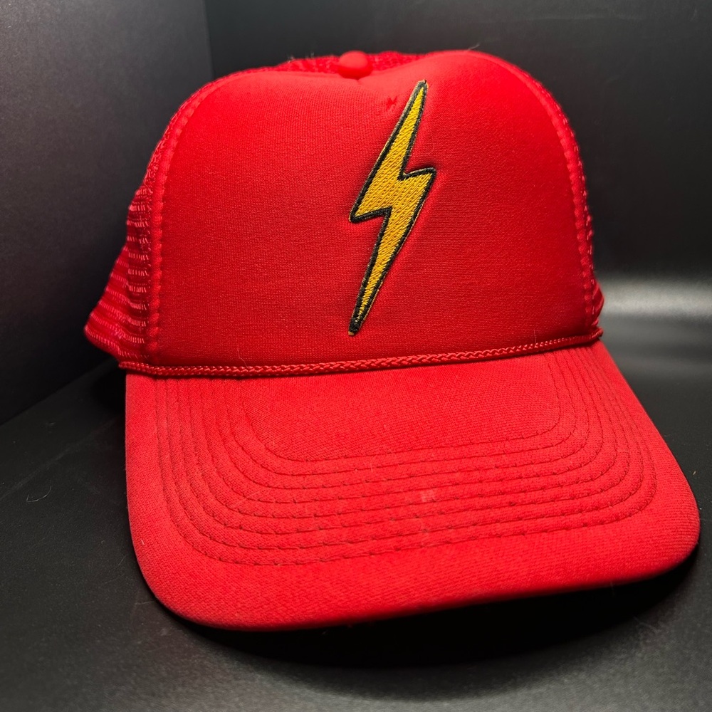 Aviator Nation Flash Lightning Bolt Red Trucker Hat Mesh Back Adjustable
